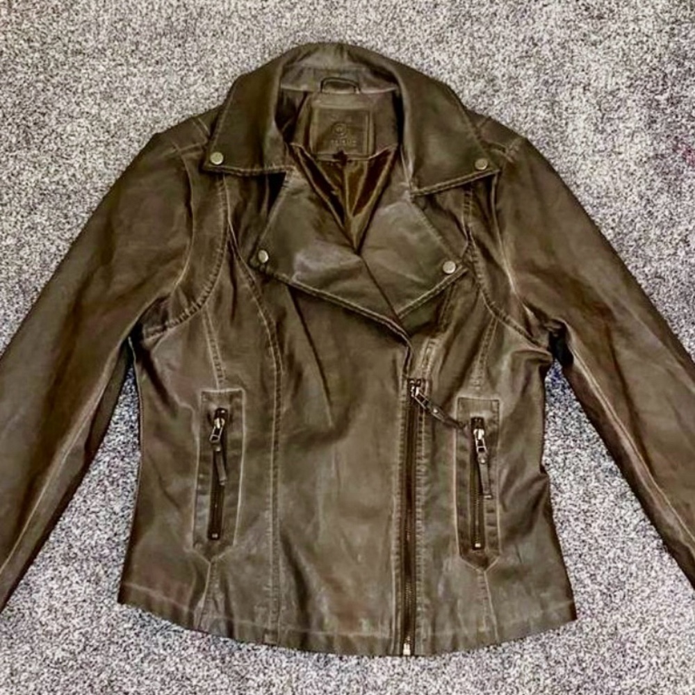 Max Studio Dark Brown Leather Jacket